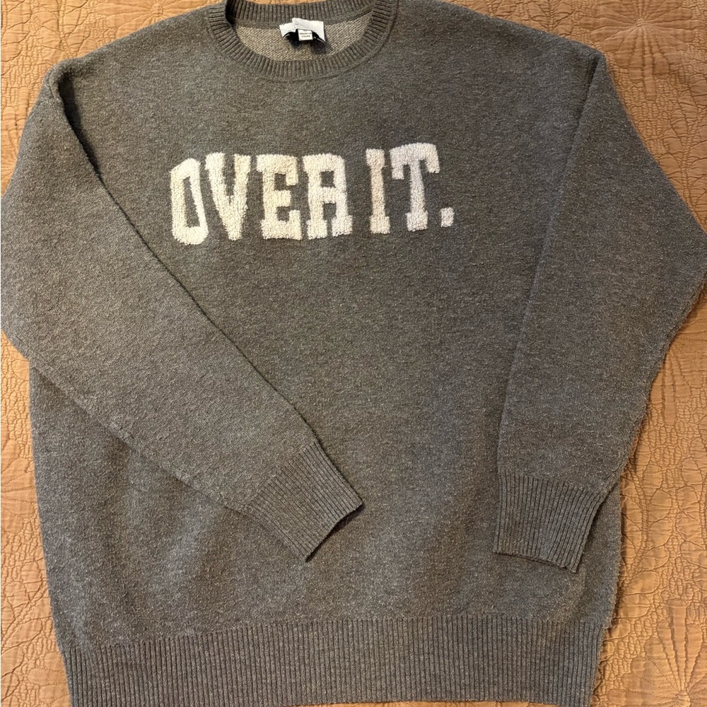 Pink Rose Gray 'Over It' Crew Neck Sweater
